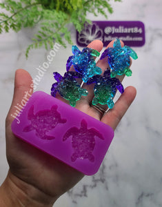 1.6 inch Druzy Turtle Pair Silicone Mold for Resin