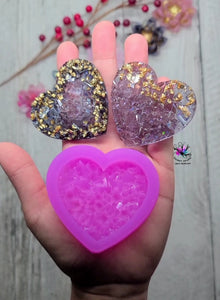 2.25 inch Heart Druzy Phone Grip Silicone Mold for Resin