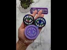 Load and play video in Gallery viewer, 2 inch HOLO Evil Eye Phone Grip Silicone Mold for Resin
