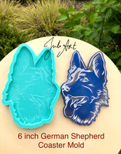 Load image into Gallery viewer, 6 inch German Shepherd Silicone Mold for Resin or Concrete Coasters
