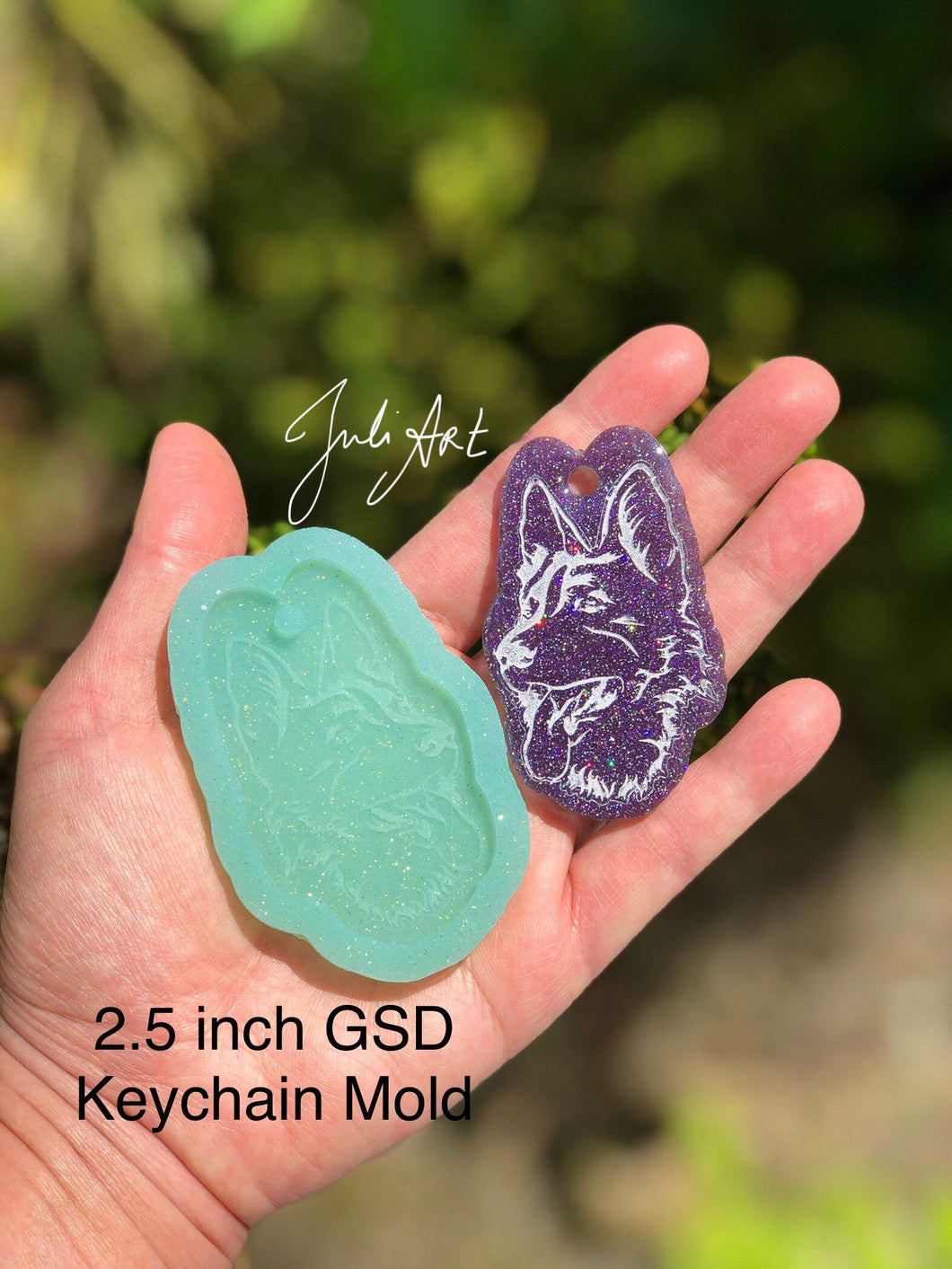 2.5 inch German Shepherd Dog Keychain Silicone Mold for Resin casting
