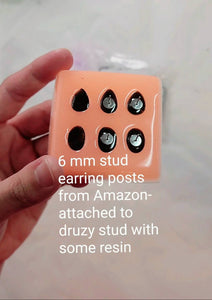 Druzy Stud Earrings Silicone Mold for Resin casting - 10mm x 14mm